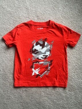 jumping beans Red Baseball Graphic Tee with Camo Accent